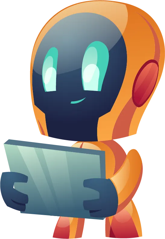 LEADy holding a tablet